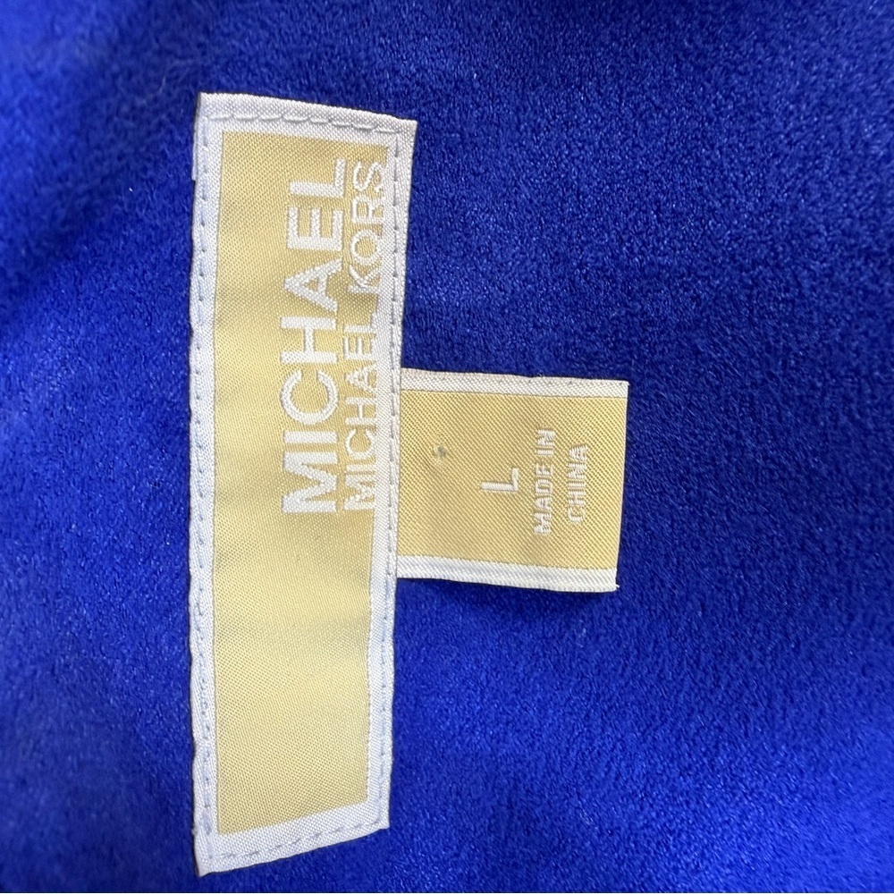 Michael Kors Women's Blue Moto Jacket Size L Zipper Accents - Picture 9 of 12
